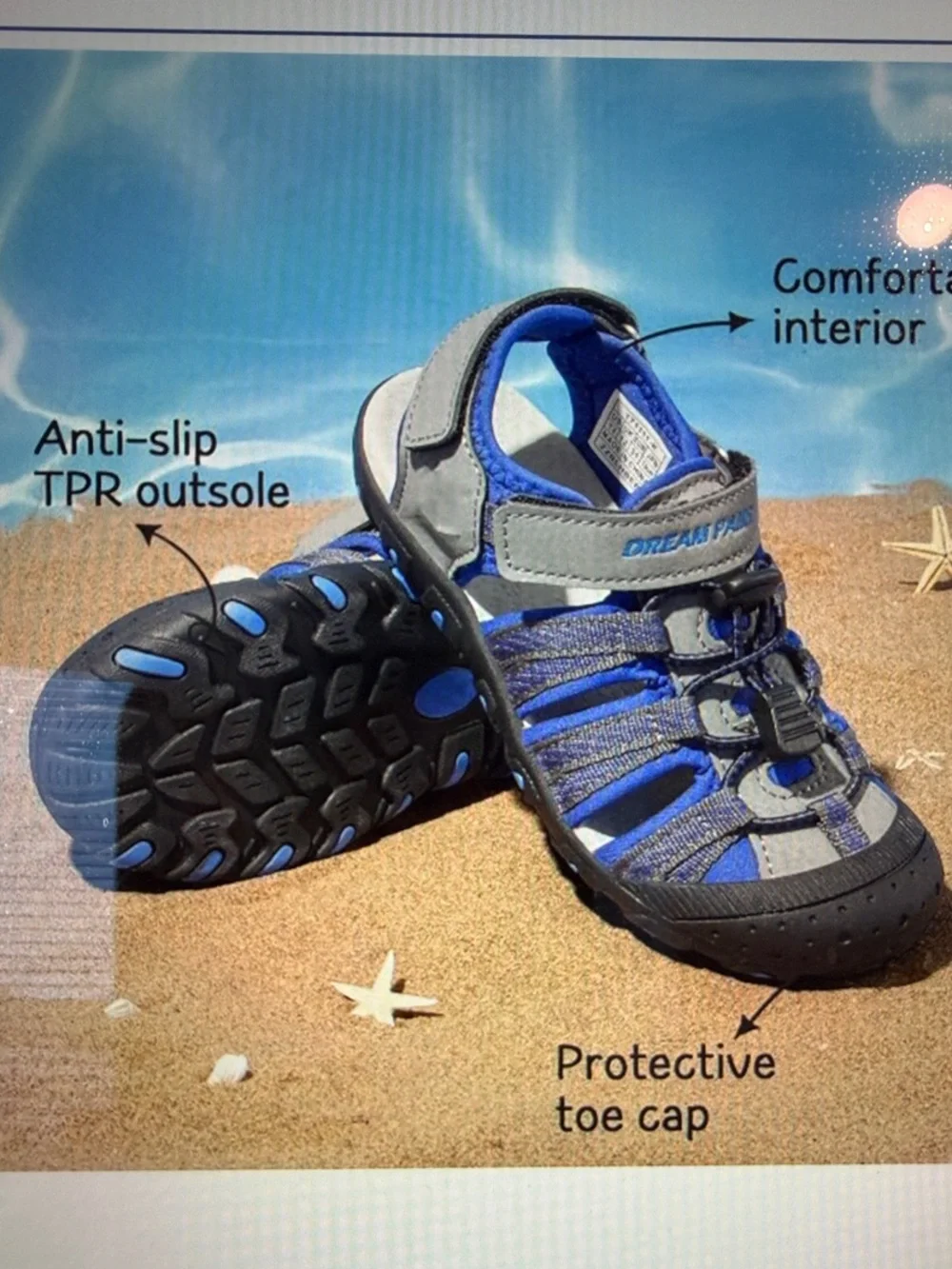 Kids Unisex Blue/Gray Summer Athletic Water Sandals/ Size Little Kid 1/ Like New